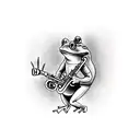 A frog playing the saxophone tattoo design idea