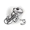 A frog playing the saxophone tattoo design idea