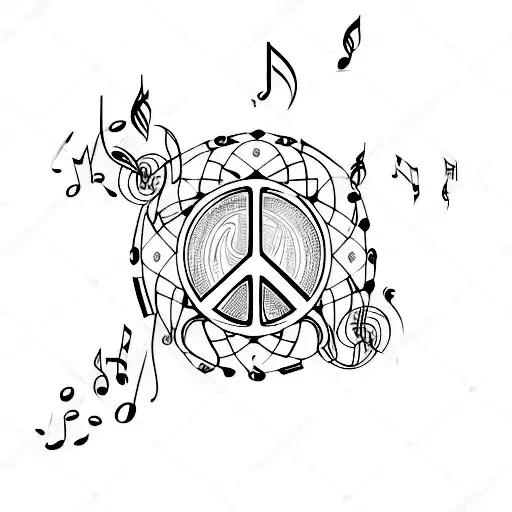 peace symbol with music  tattoo design idea