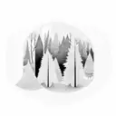 dark forest with light ray In middle and Fogg all around  tattoo design idea