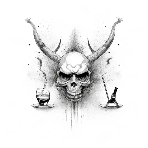 alcohol is a necessary evil tattoo design idea