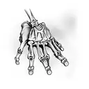 skeleton hand holding a bottle that says "XXX"  tattoo design idea