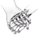 skeleton hand holding a bottle that says "XXX"  tattoo design idea