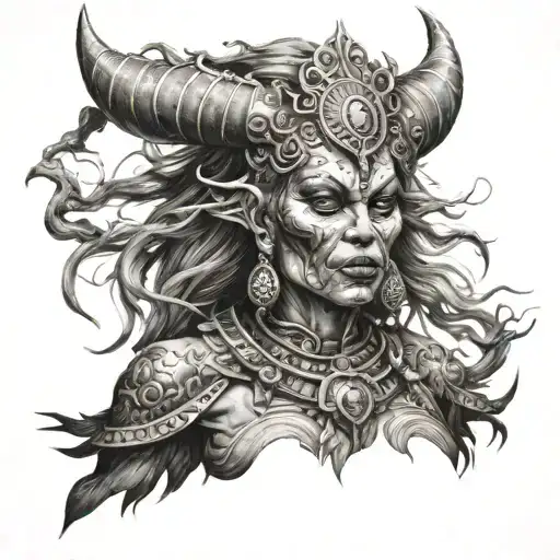 demonic woman chief   tattoo design idea