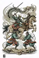 samurai battle scene tattoo design idea
