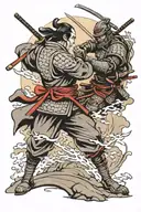 samurai battle scene tattoo design idea