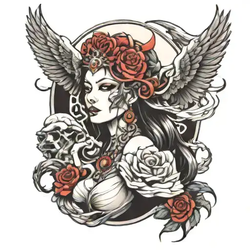 nemesis goddess of revenge tattoo design idea
