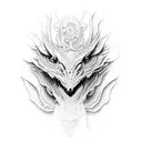 A computer chip morphing into a dragon, with intricate dotwork details tattoo design idea