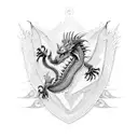 A computer chip morphing into a dragon, with intricate dotwork details tattoo design idea