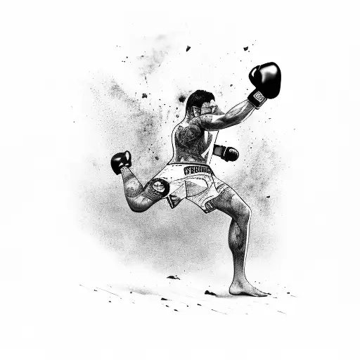 An MMA fighter in action, throwing a punch tattoo design idea
