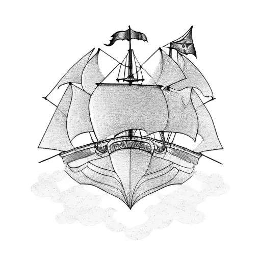 a pirate in his ship tattoo design idea