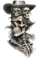 Mexican skeleton, cowboy tattoo design idea