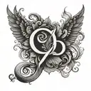 couple tattoo with the initials of D and S  tattoo design idea