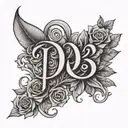 couple tattoo with the initials of D and S  tattoo design idea