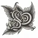 couple tattoo with the initials of D and S  tattoo design idea
