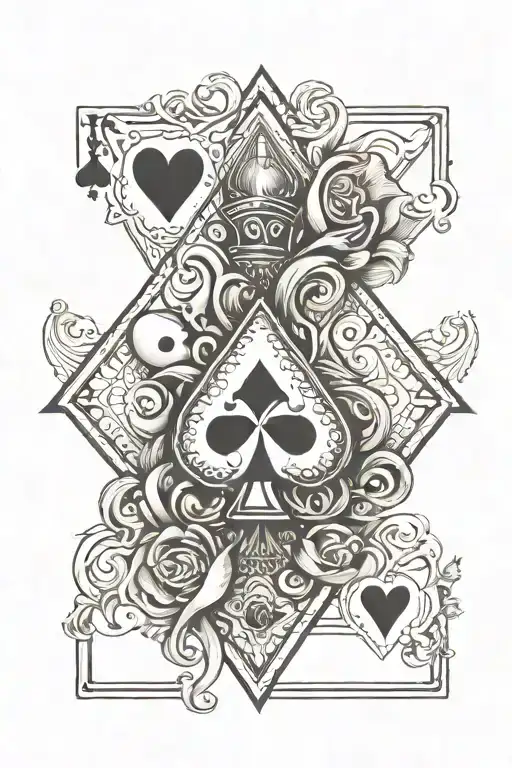 Two cards, with a ace of spades in the back and one Jack in front - top part should be hearts and bottom Spaces.   tattoo design idea