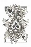 Two cards, with a ace of spades in the back and one Jack in front - top part should be hearts and bottom Spaces.   tattoo design idea