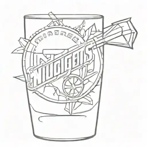 denver nuggets, traeger, whiskey glass tattoo design idea