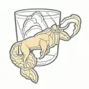 denver nuggets, traeger, whiskey glass tattoo design idea