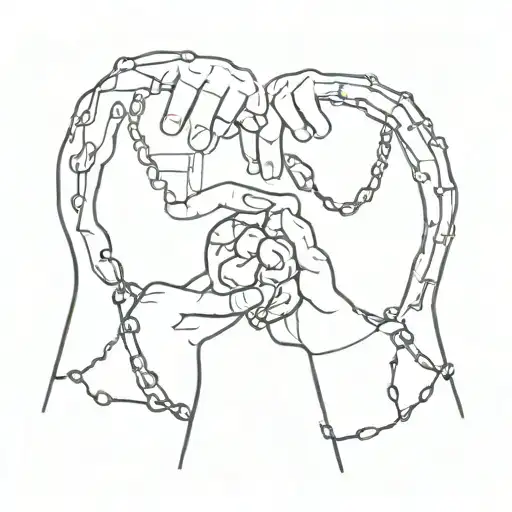 couple's hands, broken chains, heart and brain and heart tattoo design idea