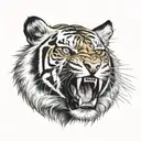 tiger roaring with scar tattoo design idea