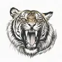 tiger roaring with scar tattoo design idea