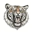 tiger roaring with scar tattoo design idea