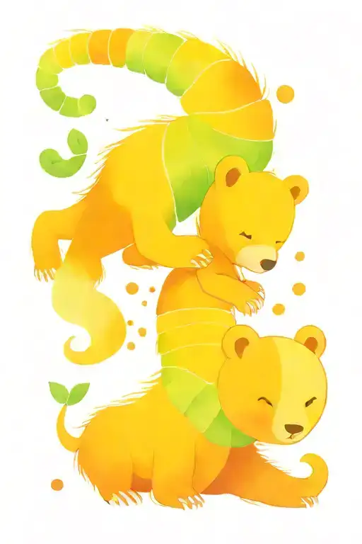 hungry caterpillar crawling and baby bear tattoo design idea