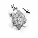 Old key which has the words "Más Que Palabras" engraved  tattoo design idea