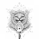 Old key which has the words "Más Que Palabras" engraved  tattoo design idea
