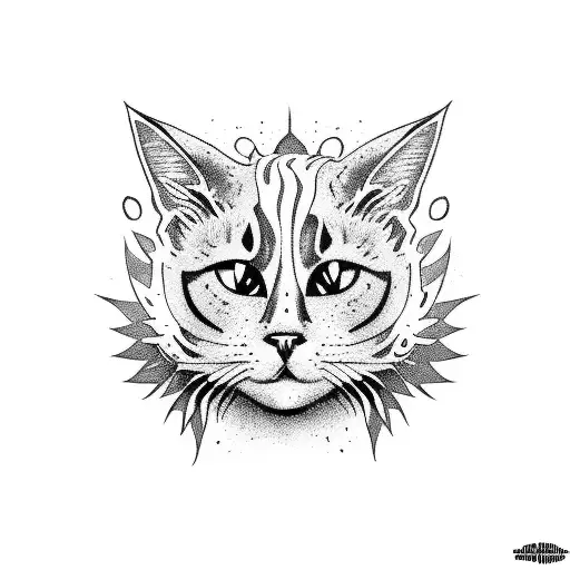 ripper playing with cat sticker tattoo style tattoo design idea