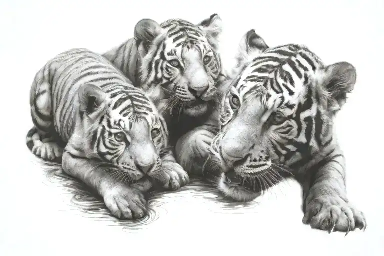 tiger cubs face only tattoo design idea