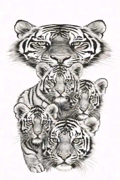 tiger cubs face only tattoo design idea