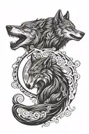 wolf yin yang symbol tattoo design idea