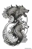 wolf yin yang symbol tattoo design idea