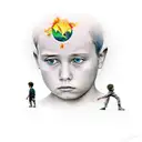 boy leaving childhood trauma caused by mother tattoo design idea