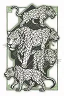 3 lion cubs walking in the forest tattoo design idea