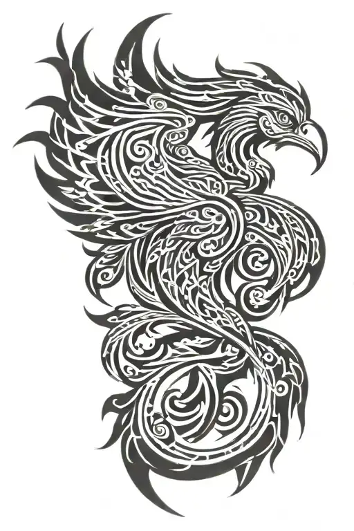 tribal phoenix bird tattoo design idea