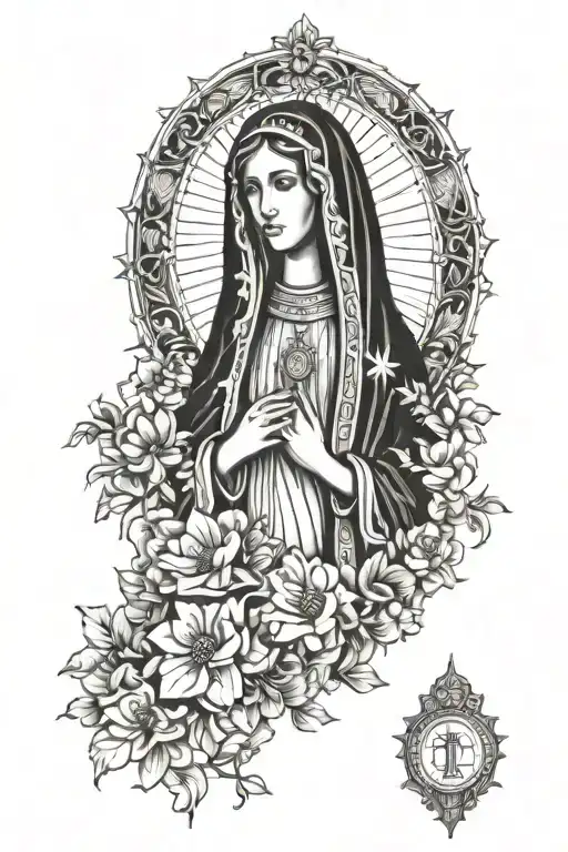 our lady of fatima tattoo design idea