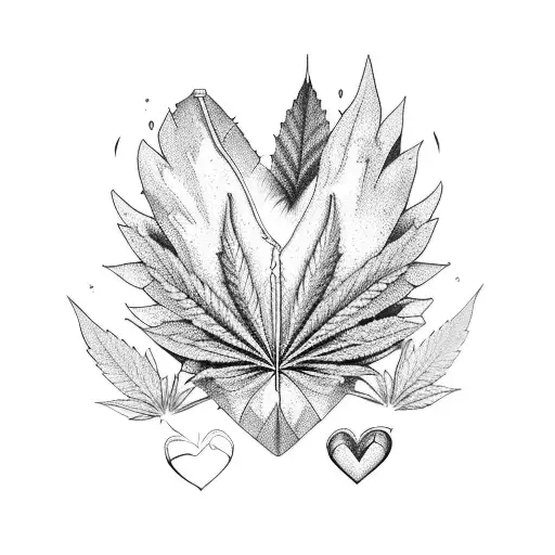 cannabis and broken heart and depression  tattoo design idea