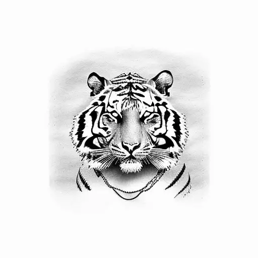 tiger with haitian flag bandana tattoo design idea
