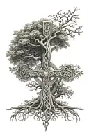 celtic cross tree of life intertwined tattoo design idea