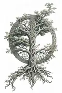 celtic cross tree of life intertwined tattoo design idea