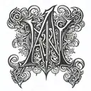 the word "Arkano" in Gothic font hand tattoo featuring tattoo design idea
