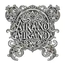 the word "Arkano" in Gothic font hand tattoo featuring tattoo design idea