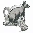 Agile wallaby silhouette jumping over a rainbow tattoo design idea