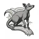 Agile wallaby silhouette jumping over a rainbow tattoo design idea