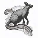 Agile wallaby silhouette jumping over a rainbow tattoo design idea