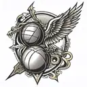 basketball, 1, angle wing attached tattoo design idea