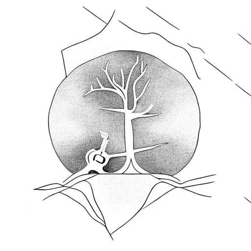 A minimalist tattoo of a guitar and a tree intertwined, symbolizing the deep connection between music and the natural world. tattoo design idea